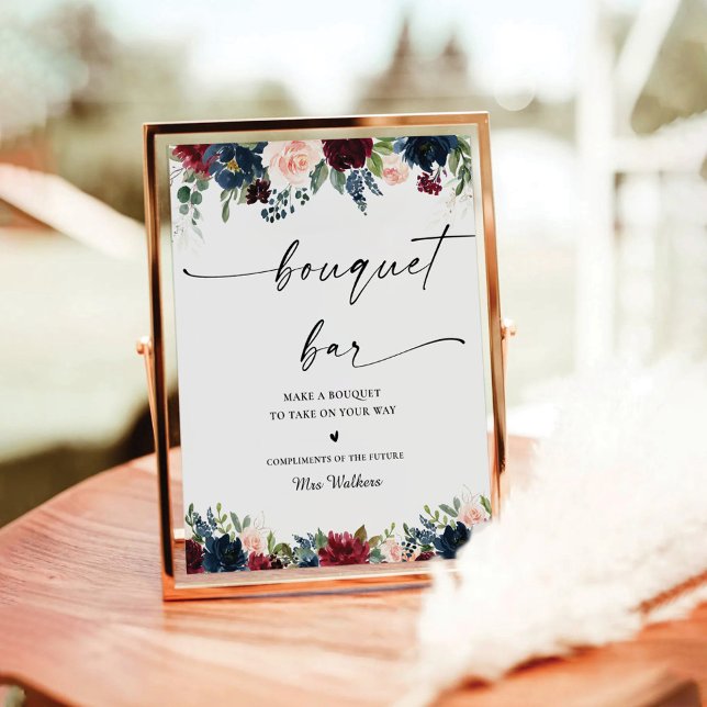 Burgundy and Navy Bouquet Bar Sign (Creator Uploaded)