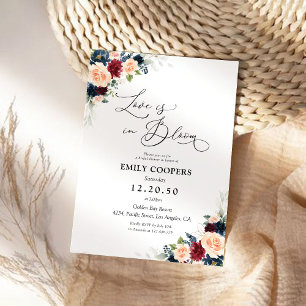 Burgundy and Navy Bridal Shower Invitation
