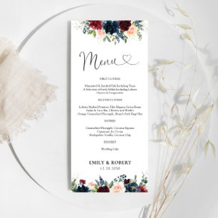 Burgundy and Navy Bridal Shower Menu