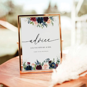 Burgundy and Navy Floral Advice Sign