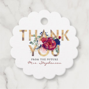Burgundy and Navy Floral Bridal Shower Thank You Favour Tags