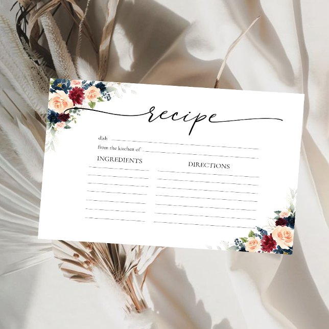 Burgundy and Navy Large Recipe Card (Creator Uploaded)