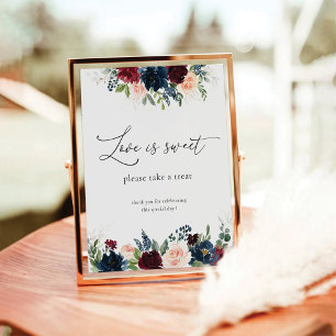 Burgundy and Navy Love Is Sweet Sign