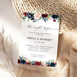 Burgundy and Navy The Night Before Invitation