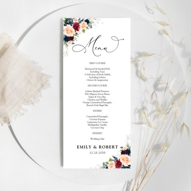 Burgundy and Navy Wedding Ceremony Menu (Creator Uploaded)