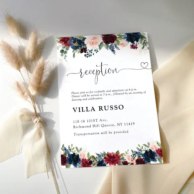 Burgundy and Navy Wedding Reception Card (Creator Uploaded)