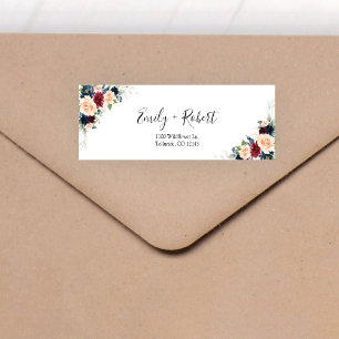 Burgundy and Navy Wedding Return Address Label
