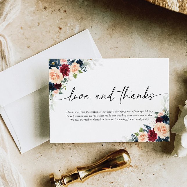 Burgundy and Navy Wedding Thank You Cards (Creator Uploaded)