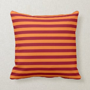 Burgundy and Orange Stripes Cushion