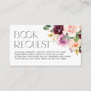 Burgundy and Peach Flowers Fall Books Request Enclosure Card