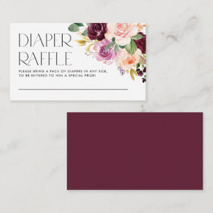 Burgundy and Peach Flowers Fall Diaper Raffle Game Enclosure Card