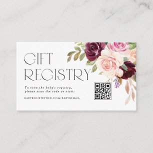 Burgundy and Peach Flowers QR Code Registry Enclosure Card
