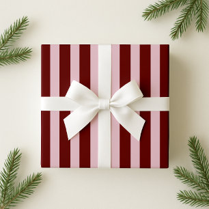 Burgundy and Pink Bold Stripe Holiday Wrapping Pap Wrapping Paper