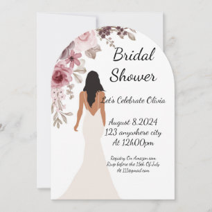 Burgundy and pink floral bridal shower invitation