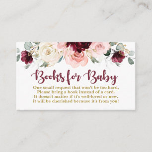 Burgundy and pink floral bring a book card