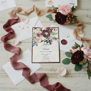 Burgundy and pink floral  budget wedding 