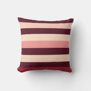Burgundy and Pink Grunge Stripes Cushion