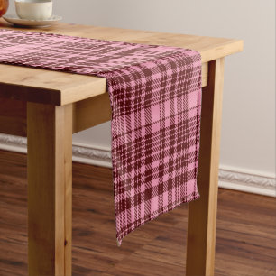 Burgundy and Pink Plaid Tartan Design Short Table Runner