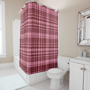 Burgundy and Pink Plaid Tartan Design Shower Curtain
