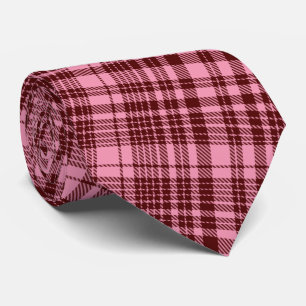 Burgundy and Pink Plaid Tartan Design Tie