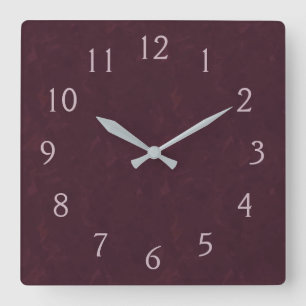 Burgundy and Pink Square Wall Clock