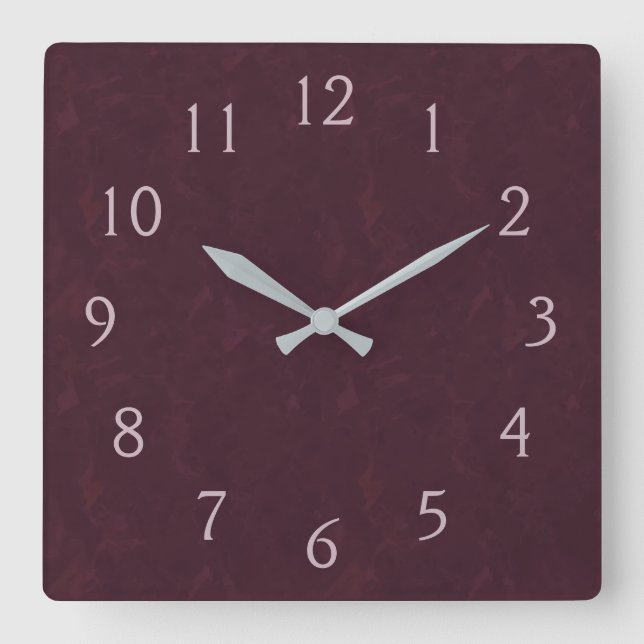 Burgundy and Pink Square Wall Clock (Front)