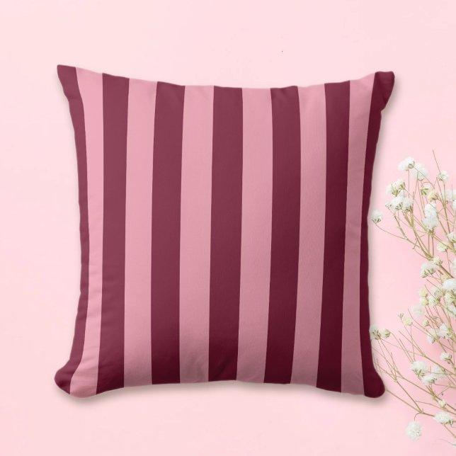 Burgundy And Pink Stripe Pattern Bold Cherry Red Cushion (Creator Uploaded)