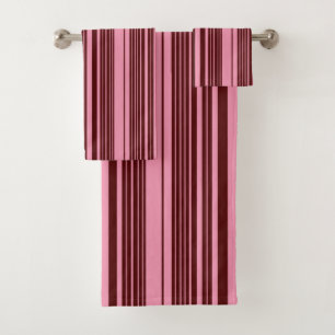 Burgundy and Pink Stripes Pattern Design Bath Towel Set