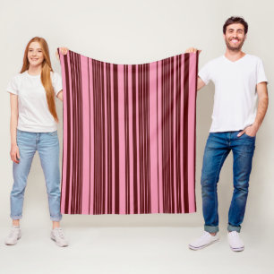 Burgundy and Pink Stripes Pattern Design Fleece Blanket