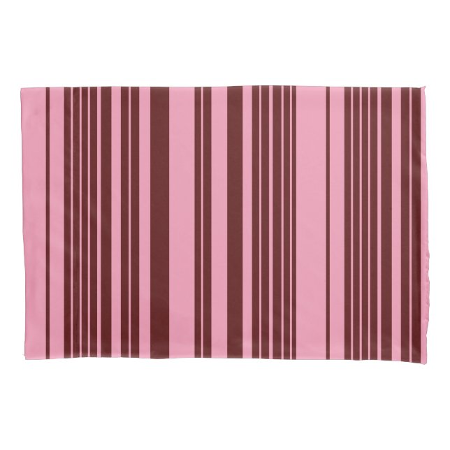 Burgundy and Pink Stripes Pattern Design  Pillowcase (Front)