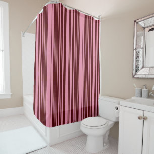 Burgundy and Pink Stripes Pattern Design Shower Curtain
