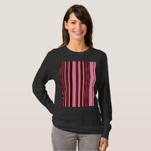 Burgundy and Pink Stripes Pattern Design T-Shirt