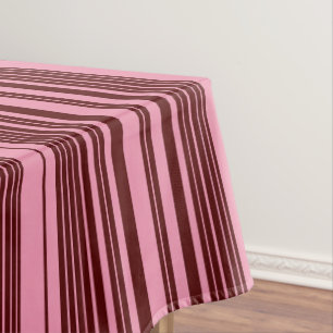 Burgundy and Pink Stripes Pattern Design Tablecloth