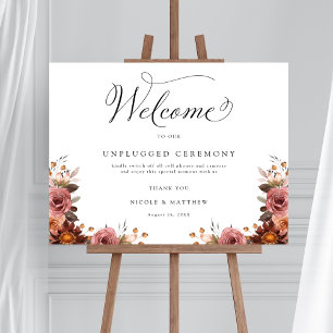 Burgundy and Pink Unplugged Ceremony Sign