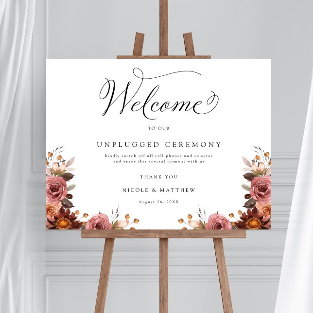 Burgundy and Pink Unplugged Ceremony Sign (Creator Uploaded)
