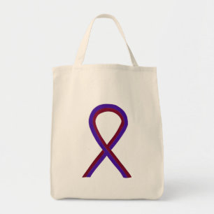 Burgundy and Purple Awareness Ribbon Art Tote Bag