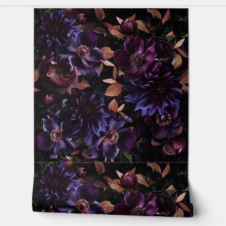 Burgundy And Purple Gothic Midnight Garden Wallpaper