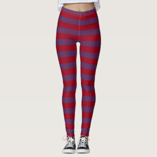 Burgundy and Purple Stripes Leggings