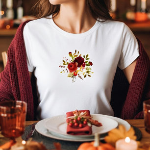 Burgundy and red watercolor roses T-Shirt