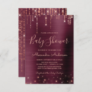Burgundy and Rose Gold Baby Shower Party Invitation