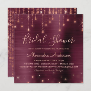 Burgundy and Rose Gold Bridal Shower Invitation