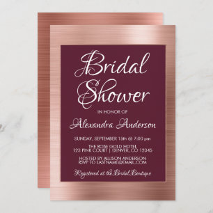Burgundy and Rose Gold Foil Bridal Shower Invitation