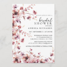 Burgundy and Rose Watercolor Floral Bridal Shower