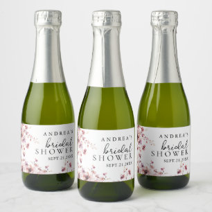 Burgundy and Rose Watercolor Floral Bridal Shower  Sparkling Wine Label