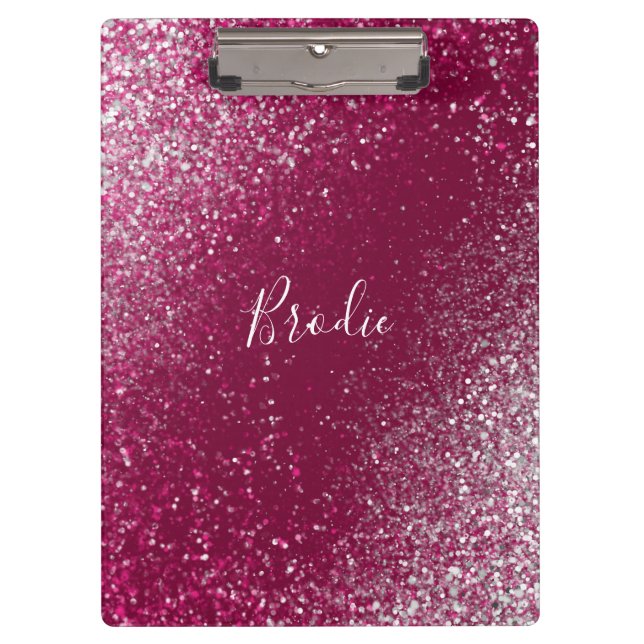 Burgundy and Silver Glitter Clipboard (Front)