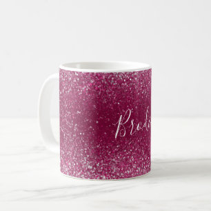Burgundy and Silver Glitter Coffee Mug