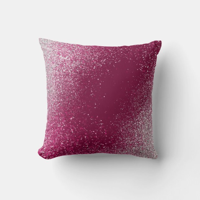 Burgundy and Silver Glitter Cushion (Front)