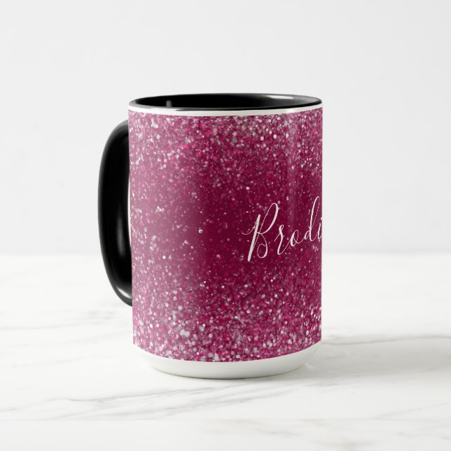 Burgundy and Silver Glitter Mug (Front Left)