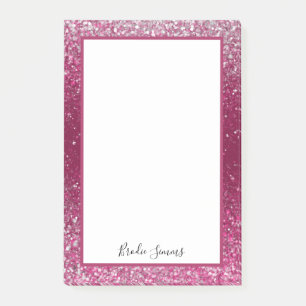 Burgundy and Silver Glitter Post-it Notes