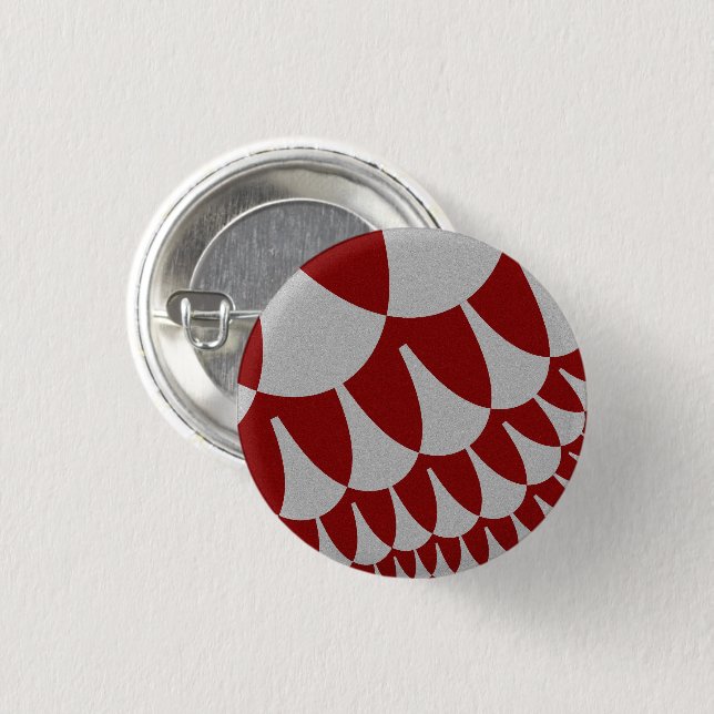 Burgundy and Silver Scales 3 Cm Round Badge (Front & Back)